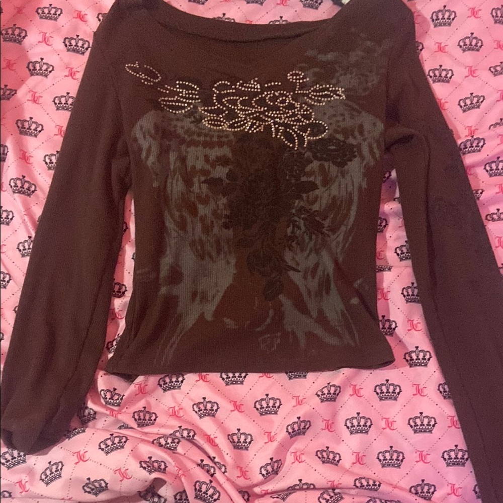 Brown Long Sleeve Women's Top